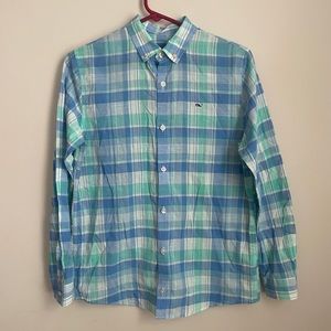 Boys Vineyard Vines button up plaid Large